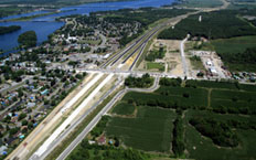 Aerial view of Highway 30 in Montreal, Canada