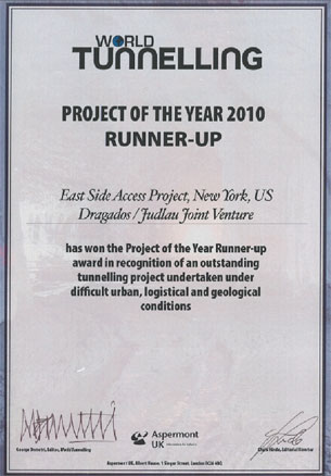 PROJECT OF THE YEAR AWARD. EAST SIDE ACCESS