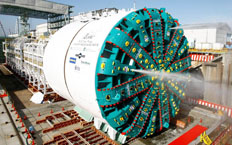 Front view of the tunnel boring machine used for the creation of the tunnel