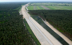 Aerial view of the S8 motorway in Lodz, Poland