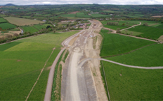 Aerial view of N25 bypass in New Ross, Ireland