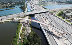 Aerial view of the I-595 corridor improvement in Miami, USA