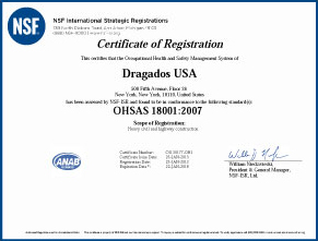 OHSAS CERTIFICATE. Dragados USA.