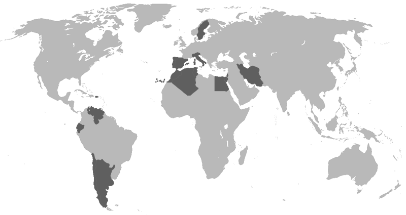 World map showing the countries where high port projects have been carried out 